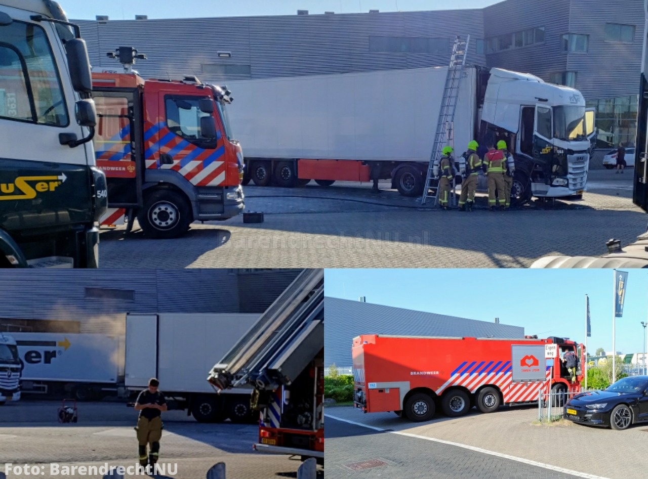 Live: Brand in trailer van vrachtwagen bij transportbedrijf aan de Ebweg