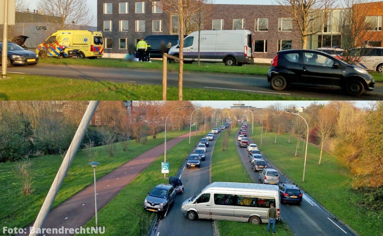 Opstopping Carnisser Baan thv Vrijenburg na ongeval met scooter (en busje vast in de modder)