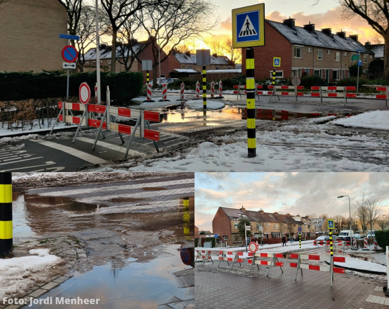Schaatsbaan afgesloten thv de Hoefslag ivm waterlekkage op straat