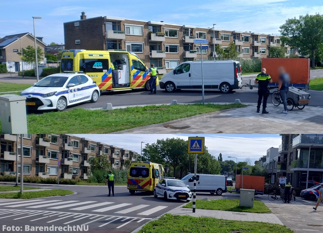 Aanrijding tussen bakfiets en bestelbus op de kruising Binnenlandse Baan / Gouwe
