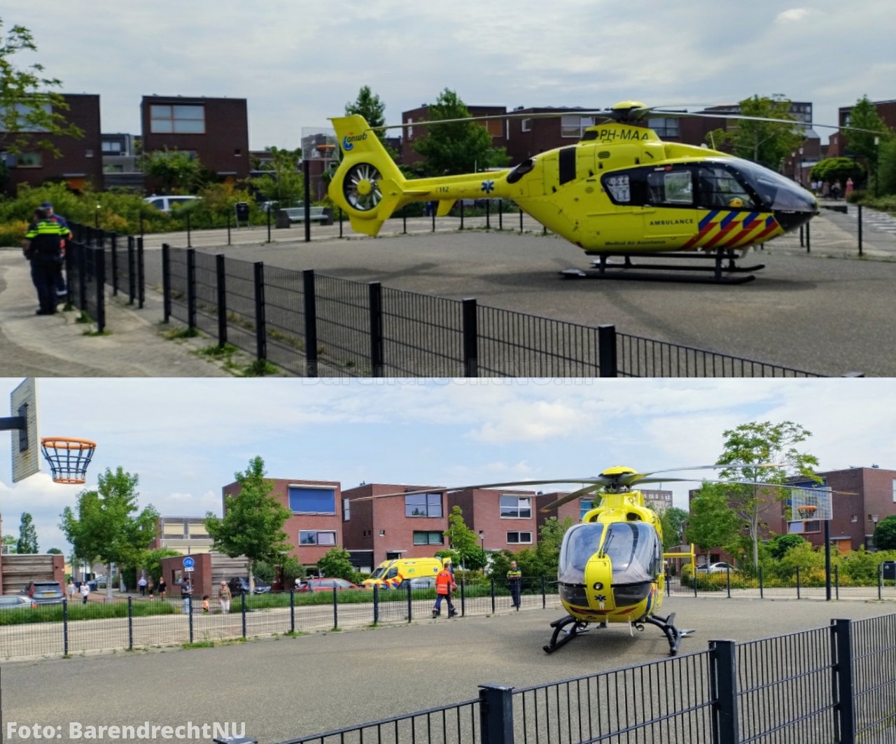 Traumahelikopter geland op speelplein aan het Kreeftwater voor medische noodsituatie in woning