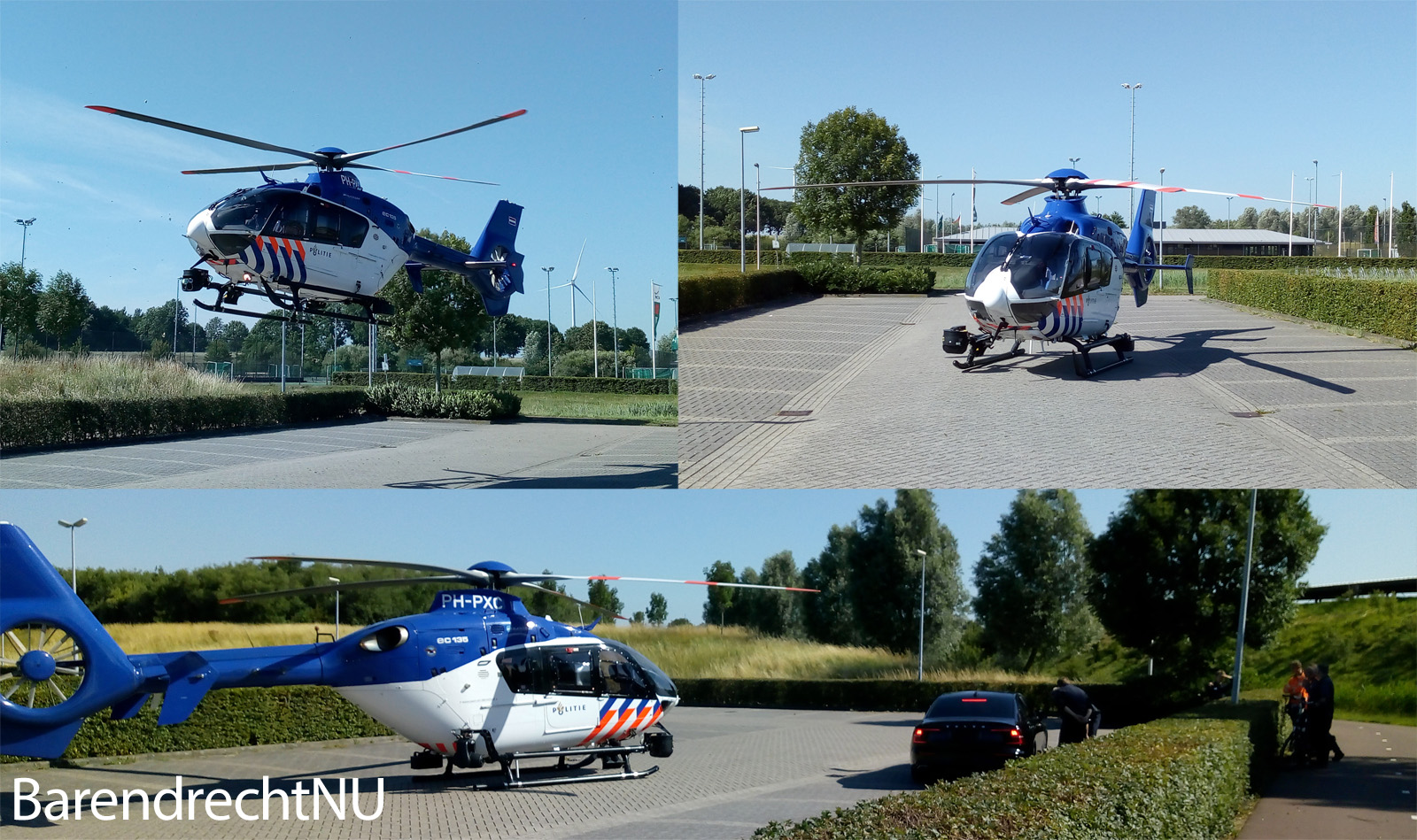 Live: Politiehelikopter geland op parkeerterrein bij Hockeyclub Barendrecht