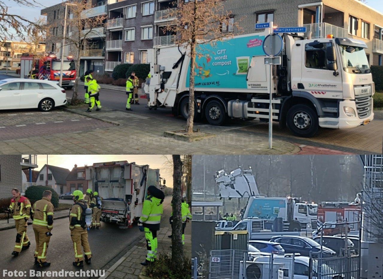 Live: Brandweer werd met spoed gealarmeerd voor een brand in een vuilniswagen aan de Gouwe