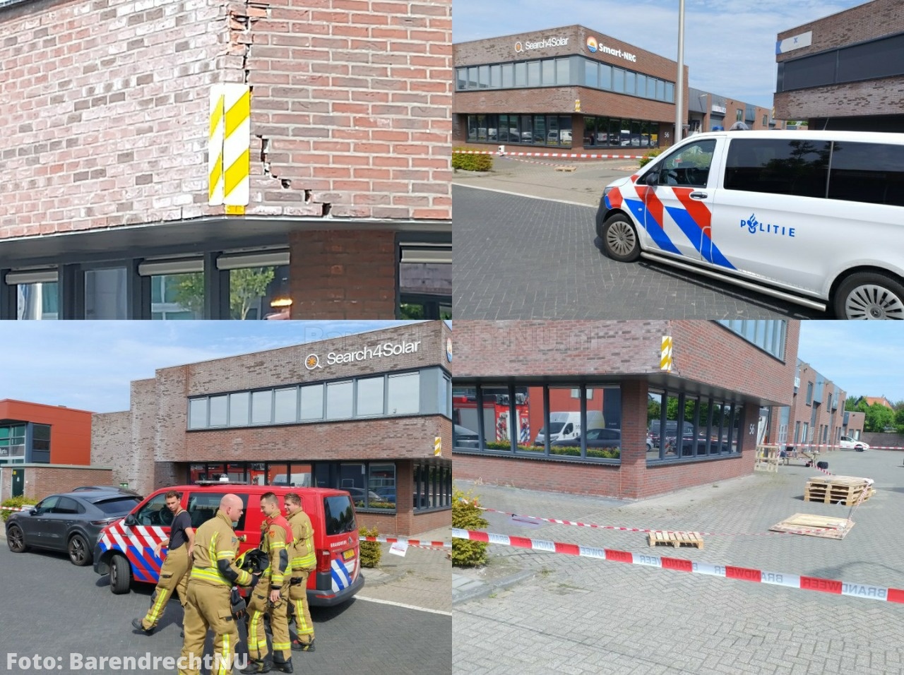 Live: Vrachtwagen tegen stenen muur van bedrijf aan de Ebweg gereden