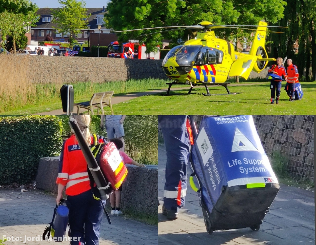 Traumahelikopter geland in park langs Veldhoen-Akker voor medische noodsituatie aan de Merantihout
