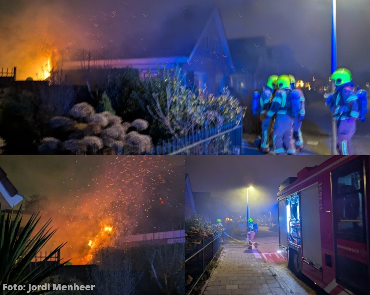 FOTO: Heg naast woning in brand aan de Brahmsstraat, brand is geblust