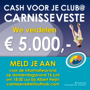 "Cash voor je club" bij de Carnisse Veste: €5.000 voor verenigingen