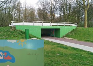 Nieuwe muurschilderingen Buitenoord tunneltje al beklad voor officiële onthulling