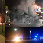 Auto tijdens het rijden in brand gevlogen aan de Leedeweg