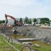 Werkzaamheden aan het riool tijdens de aanleg van een nieuwe rotonde aan de Hamburg/Breslau
