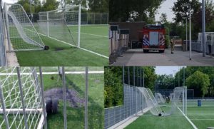 Kunstgras in brand gestoken op veld van BVV Barendrecht op Sportpark de Bongerd