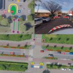 Schoolzone bij basisschool De Draaimolen: Draaihekken over weg om auto's te weren tijdens haal- en brengtijden