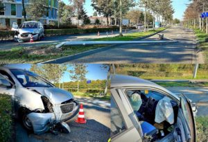 Automobiliste zonder rijbewijs morst drinken, raakt afgeleid en rijdt lantaarnpaal omver langs Dierensteinweg