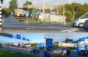 Vrachtwagen belandt naast oprit A15 bij de Dierensteinweg