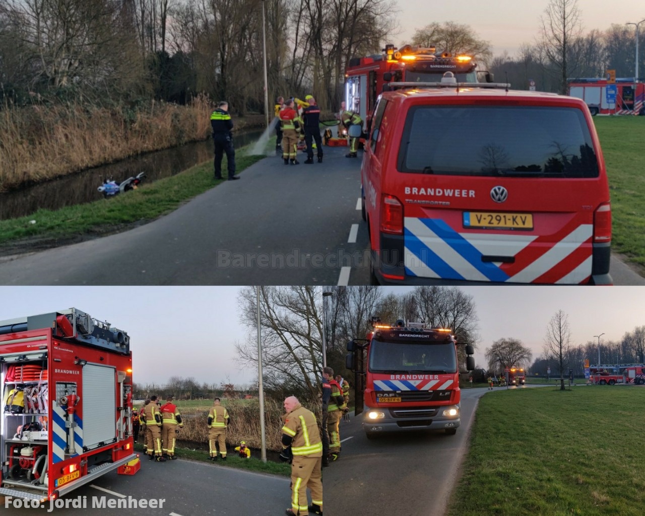 Quad in de sloot aan de Stationsweg, brandweer heeft een zoekslag gemaakt