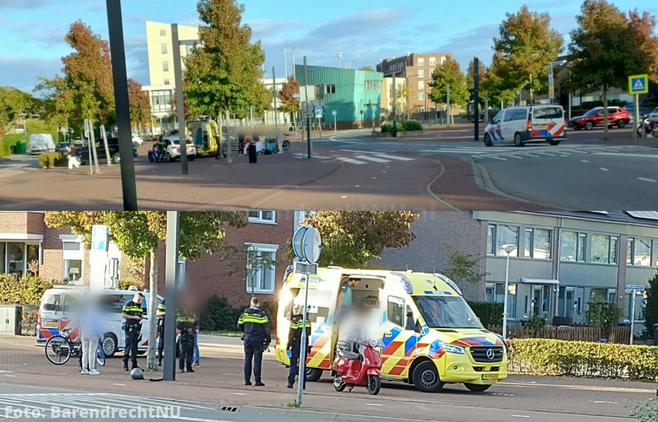 FOTO: Aanrijding fiet/scooter op gemeentehuisplein