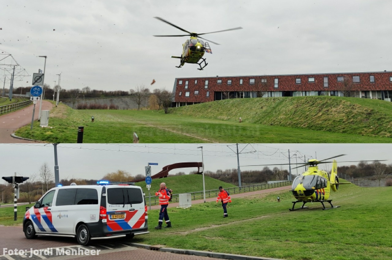 Traumahelikopter geland langs de Vrijenburglaan thv Avenue Carré ivm medische noodsituatie aan de Geitenburg