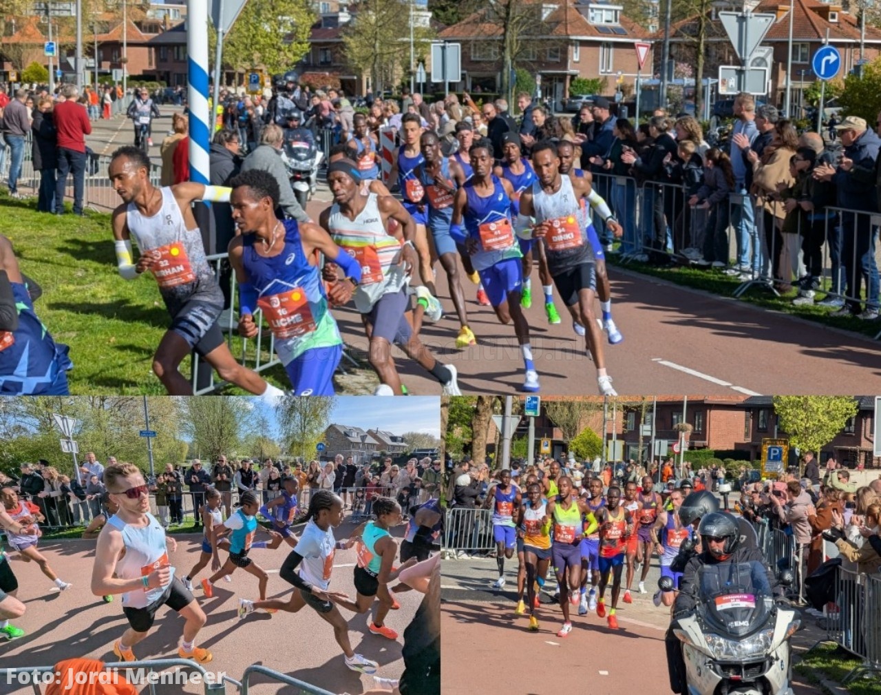 Foto: Marathon Rotterdam over het Havenspoorpad bij Barendrecht: De komende uren volgen 18.000 loper