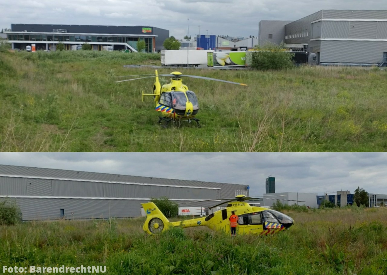 Traumahelikopter geland naast station Barendrecht ivm medische noodsituatie aan de Transportweg