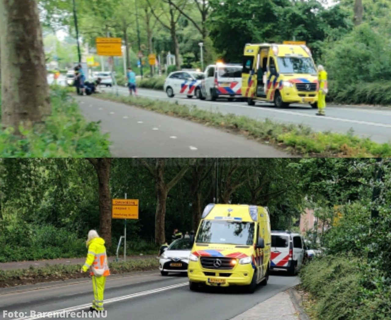 FOTO: Incident aan de Buitenlandse Baan, persoon op de grond met 3 agenten erop