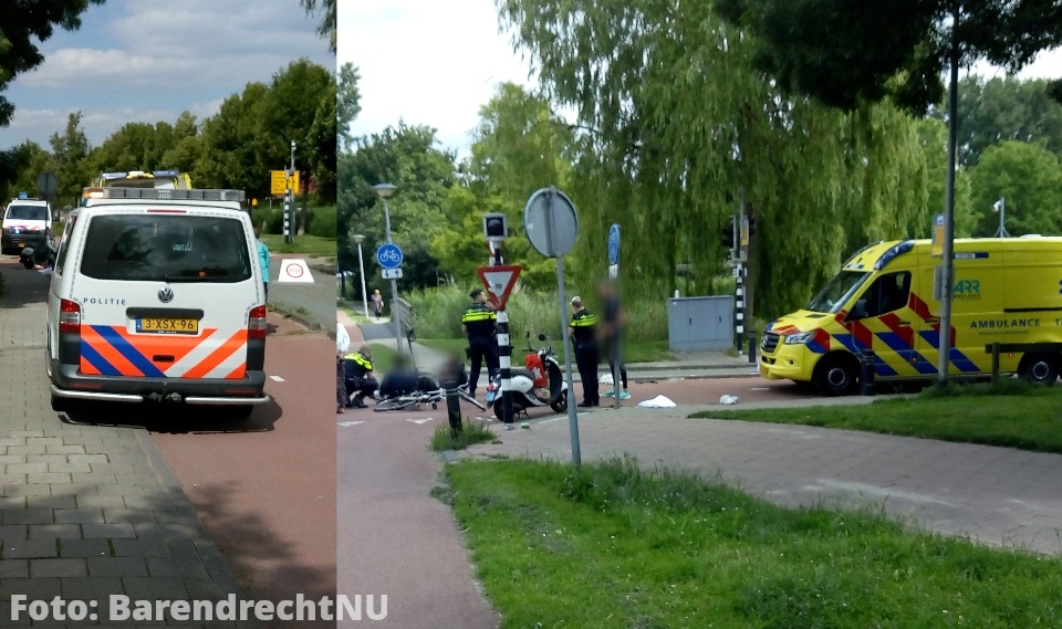 Aanrijding scooter/fiets aan de Riedermorgen thv de bussluis