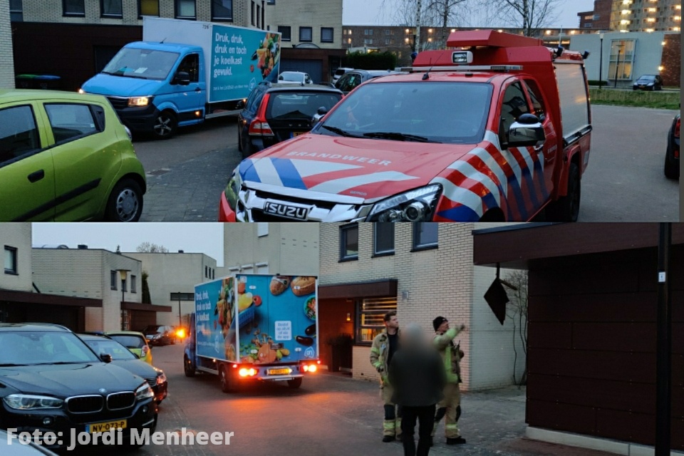 Bestelbus rijdt schade bij woning aan het Zoommeer, brandweer opgeroepen