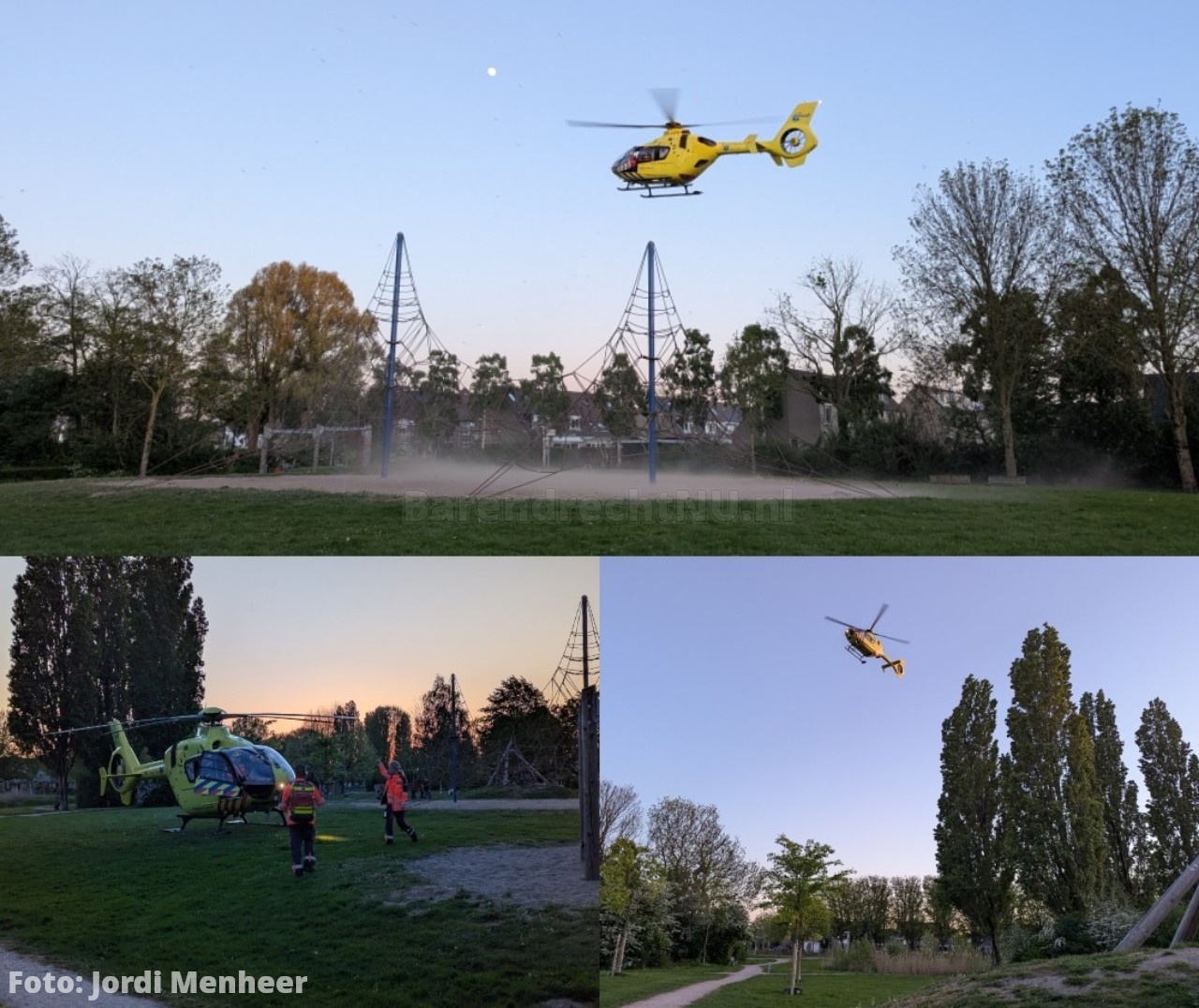 FOTO: Traumahelikopter geland naast klimrek in park Nieuweland