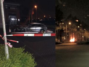 Autobrand op parkeerplaats van bedrijf aan de Brugge