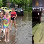 Foto's + video's: Wateroverlast én plezier in Barendrecht door hevige regenval, Station Barendrecht onder water