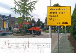 Afsluitingen en omleidingen in juni en juli door werkzaamheden in de Maasstraat