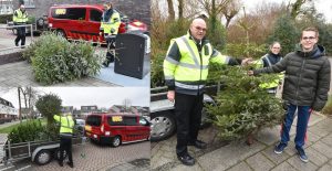 Vrijwilligers halen gedumpte kerstbomen en afval op om brandstichting te voorkomen