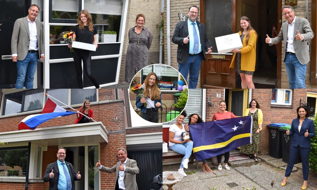 Geslaagden Calvijn Groene Hart verrast met bezoek aan huis: De vlag kan uit! - BarendrechtNU.nl