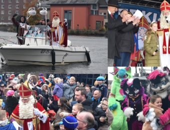 FOTO'S: Sinterklaasintocht Carnisselande, Sint komt met boot aan op Havenhoofd