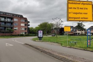 12 mei t/m 1 aug: Dudokdreef afgesloten, snelheid van 50 naar 30km/u, bus tijdelijk over Voordijk