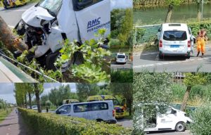 Aanrijding op de Sweelincklaan: Taxibusje tegen boom gebotst