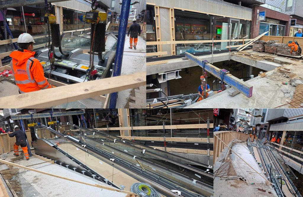 Nieuwe rolbanden in winkelcentrum Carnisse Veste gehesen, Lidl supermarkt krijgt vorm