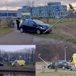 Automobilist botst op paal langs Dierensteinweg na ongeval op rotonde