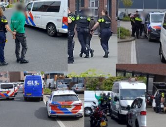 Melding van overval aan de Ebweg, drie personen geboeid in politiebus gezet