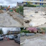 Grote waterlekkage bij werkzaamheden aan Jaagpad, bruin water uit de kraan