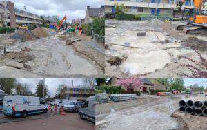 Grote waterlekkage bij werkzaamheden aan Jaagpad, bruin water uit de kraan