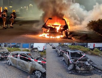 Drie personenauto's volledig uitgebrand op bedrijventerrein Bijdorp