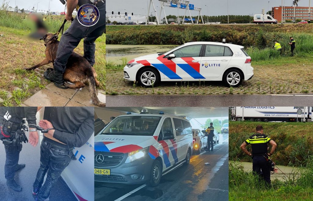 Politiehond springt in sloot en bijt vluchtende Duitser in het water langs de Dierensteinweg