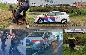 Politiehond springt in sloot en bijt vluchtende Duitser in het water langs de Dierensteinweg