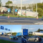 Vrachtwagen belandt naast oprit A15 bij de Dierensteinweg