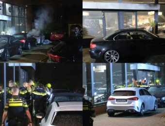 Explosie en autobrand bij autobedrijf aan de Zwolseweg