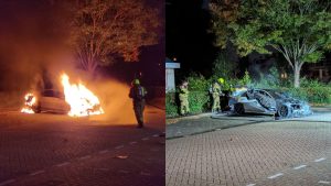 Auto uitgebrand na explosie aan de Bachlaan