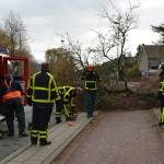 Brandweer verwijderd boom van fietspad op de Binnenlandsebaan in Barendrecht